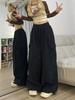 American Spicy Girl Women's Hip Hop Joggers - Spring/Autumn, Loose Fit, Multi-Pocket, Wide Leg, Slimming Casual Pants