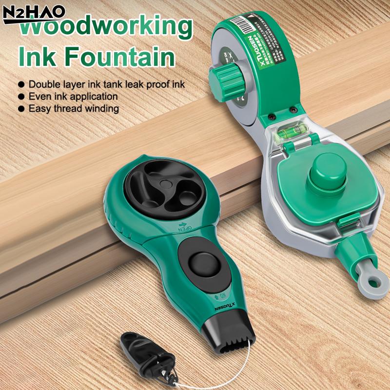 Woodworking Tool Carpenter Manual Ink Marker Scriber With 50M Chalk Lines Professional Wood Working Scriber Drawing Line Marker
