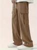 Men's Loose Solid Pants with Multi Pockets Casual Drawstring Trousers for Outdoor