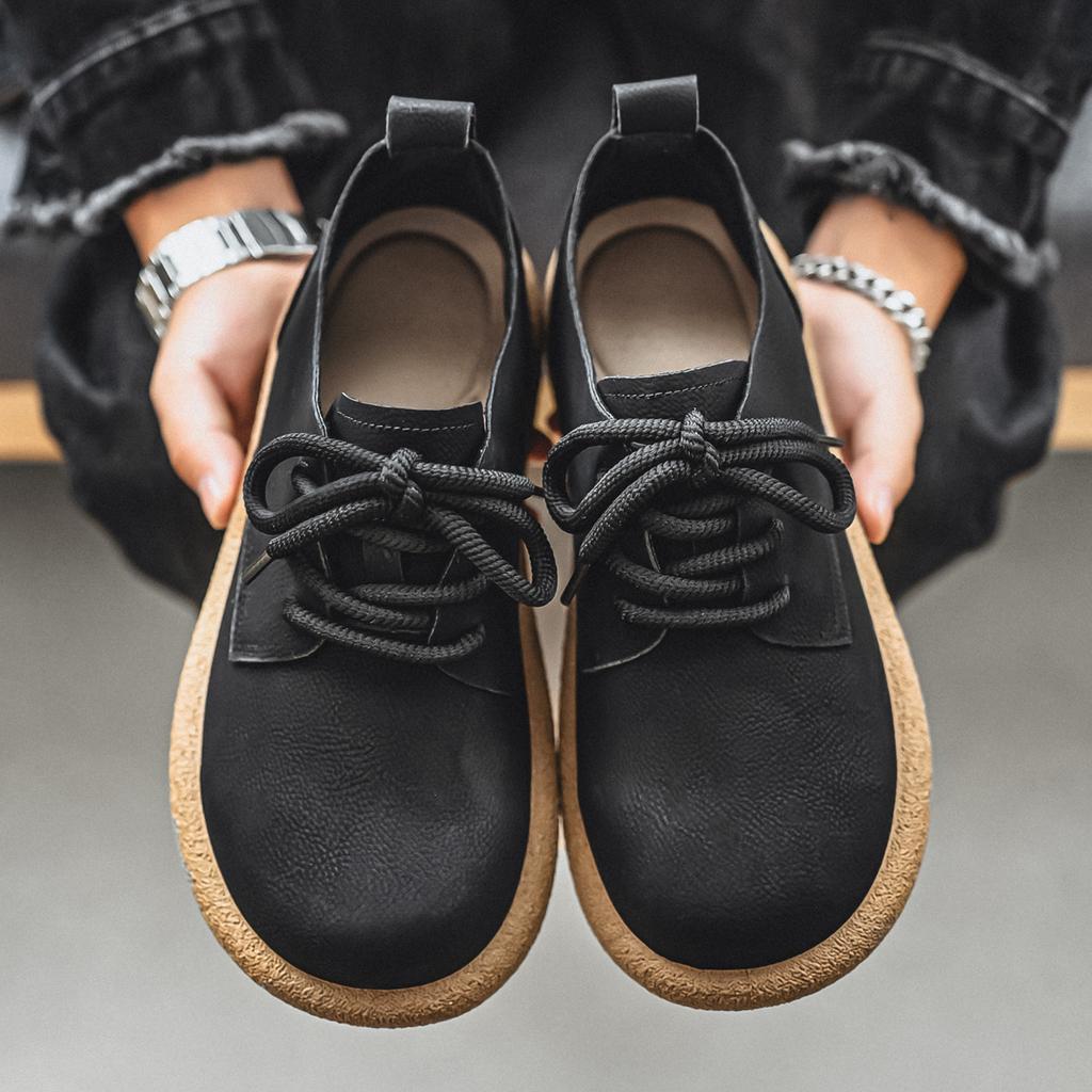 Men Plus Size Retro British Style PU Leather Shoes Ankle Comfortable Foot Feel Casual Shoe Wear-resistant Outsole Walking Shoes