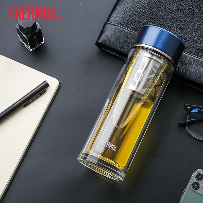 THERMOS 400ml Double-Layer Glass Thermos with Tea Infuser