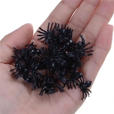 50Pcs Small Black Plastic Fake Spider Toys Halloween Funny Joke Prank Props