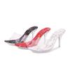 Summer New Transparent Crystal Heel Cool Slippers Women's Color Fashion Car Model Catwalk Large Size High Heels