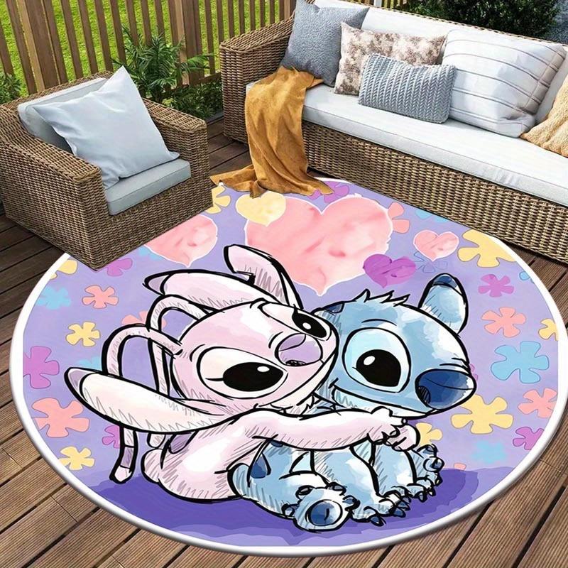 1pz Tappeto Rotondo Love Stitch - Antiscivolo, Lavabile in Lavatrice in Poliestere per Arredamento Soggiorno & Camera da Letto