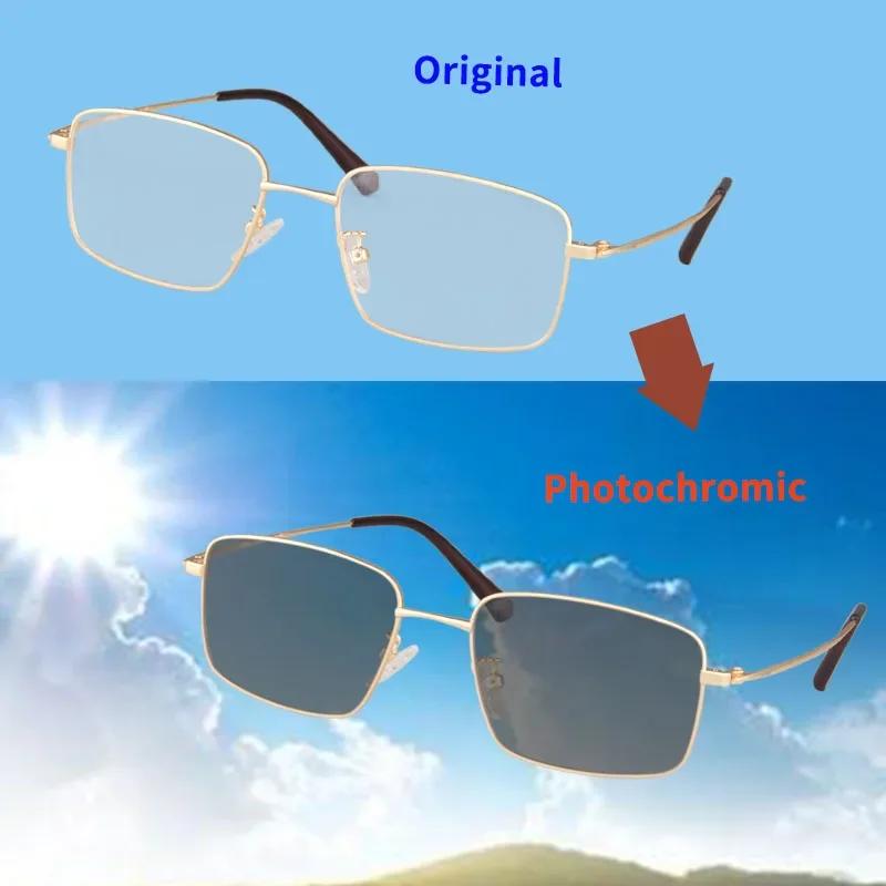 Blauw Licht Blokkerende Bril Mannen Fotochemische Grijs Bruine Kleur Glazen 0 Dioptrie Metalen Brilmontuur Vierkante Vorm Jongens Cadeaus