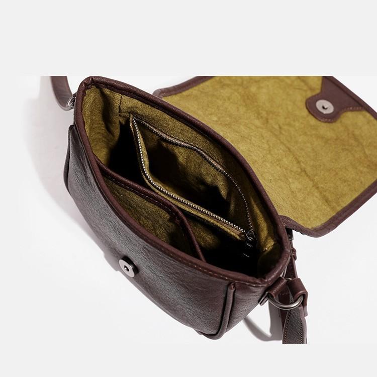 Vintage Saddle Bag with Vegetable Tanned Leather Pattern for Women's Winter New Casual and Simple Commuting Shoulder Crossbody Bag