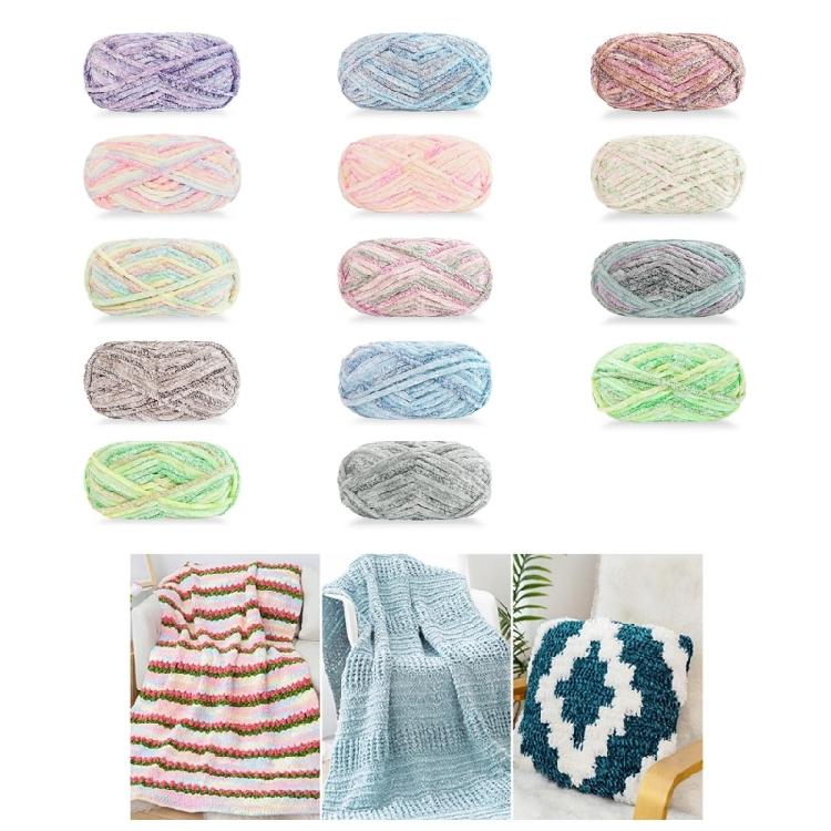 100g Crochet Yarn Crochet Yarn 87.5yard Baby Blanket Yarn for Knitting Crocheting Blanket 6mm Wide Soft Knitting Yarn