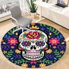 1pc Sugar Skull Decor Carpet, Round Non Slip Durable Large Size Office Carpet, Suitable for Office
