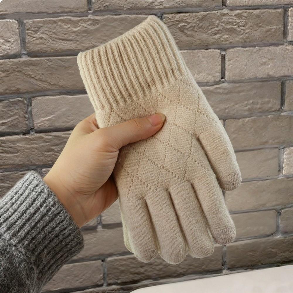 Cold Proof Knitted Gloves Thickened Plush Mittens Fashion Warm Gloves  Women Men