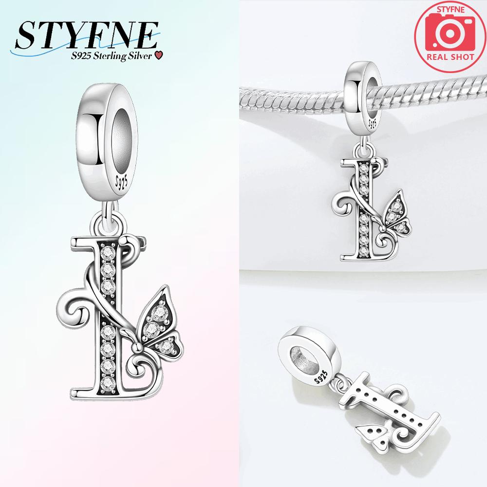 925 Silver Charms Zircon Beaded Butterfly Letter Pendant Fit Bracelet Accessories Bead Fashion Jewelry Making Fine Jewelry Gift