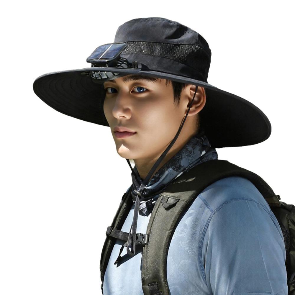 Fashion With Solar Powered Fan Fishing Hat Quick Dry Wide Brim Bucket Hat Large Size Sun Hat Outdoor