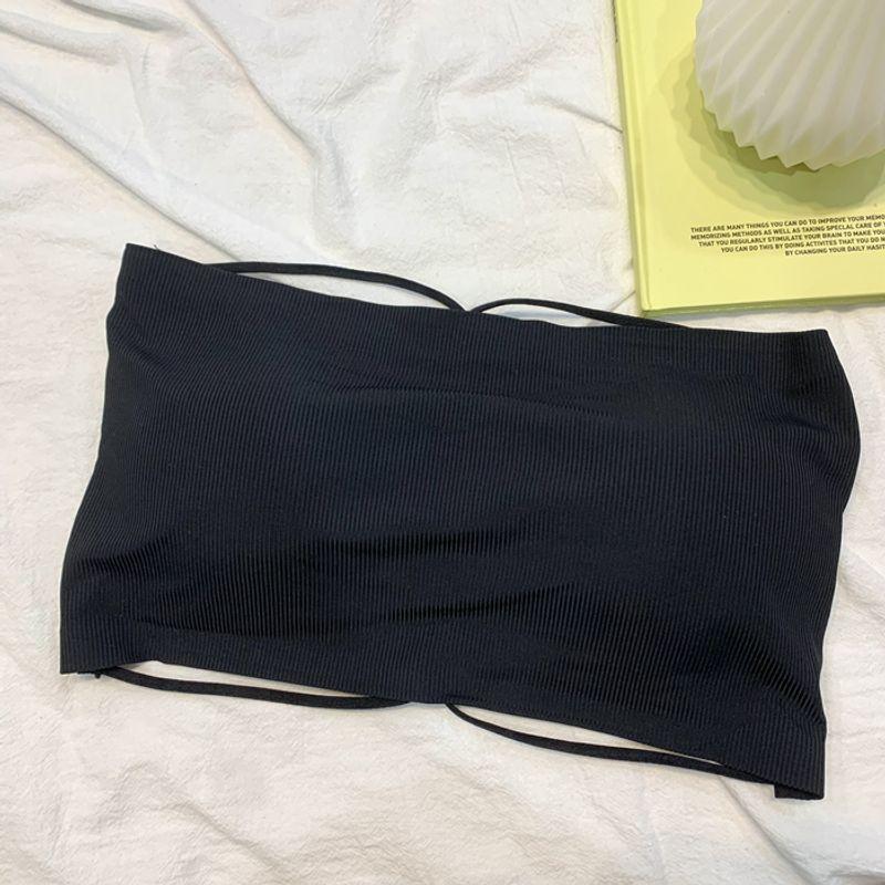 

Strapless Sports Intimates Women Push up Inner Wear Seamless Tube Top Vest Style Workout Bra Skinny Yoga Clothes Tops Black Free size (40.00kg -65.00kg)