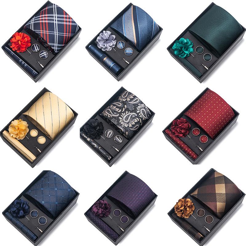 Herren Formale 8cm Krawatte Sechsteiliges Geschenkbox-Set für Bräutigam und Geschäftliche Anlässe