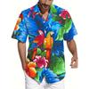 Men's Vibrant Parrot Tropical Floral Print Hawaii Shirts Casual Short Sleeve Button Up Beach Shirt for Men Summer Vacations