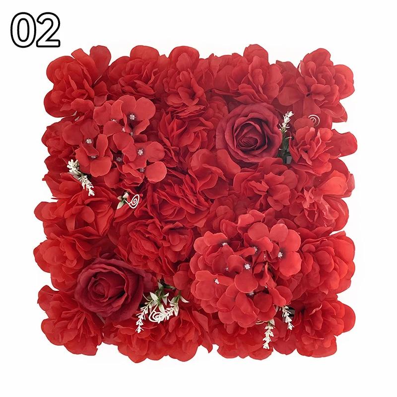 35x35cm Color Artificial Rose Flower Wall Panels Faux Rose Flower Row Stage Backdrop Layout Wedding Proposal Party Home Decor