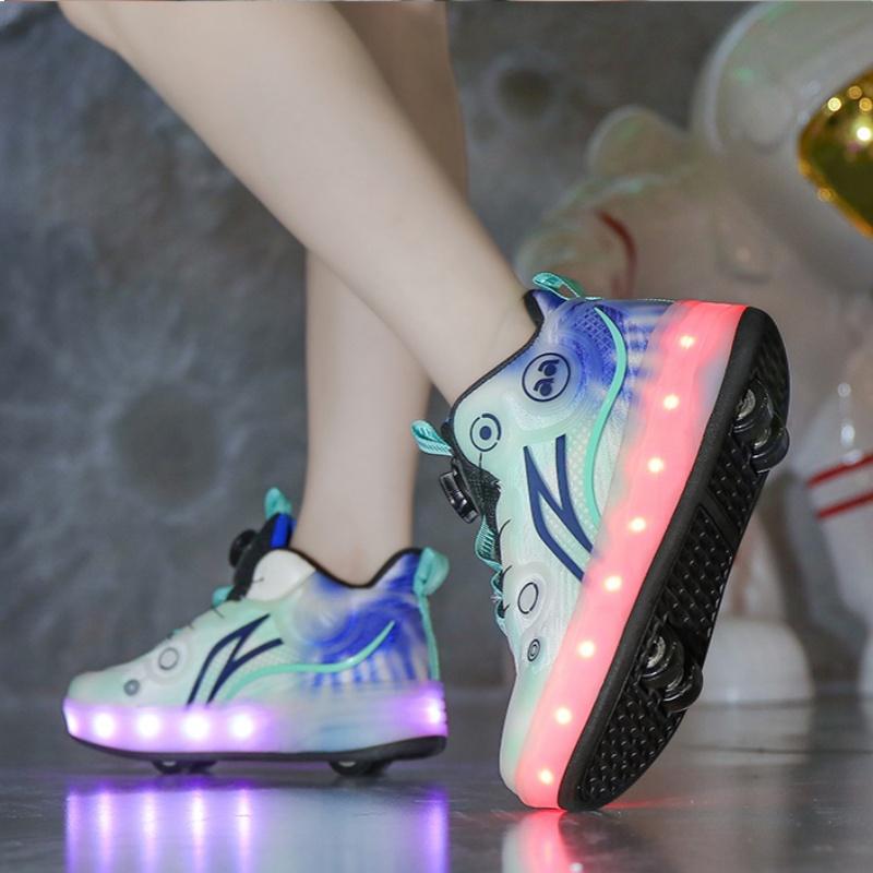 New summer children's walking shoes boys roller skates colorful luminous girls roller skates students telescopic breathable