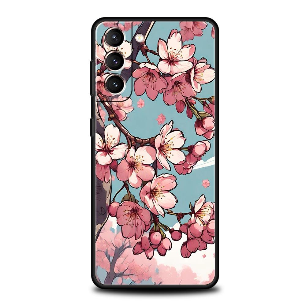 Cherry Blossom Tree Phone Case For Samsung Galaxy S24 S23 S22 S20 Ultra S21 FE 5G S10 S9 Plus S10E S8 Soft Silicone Cover