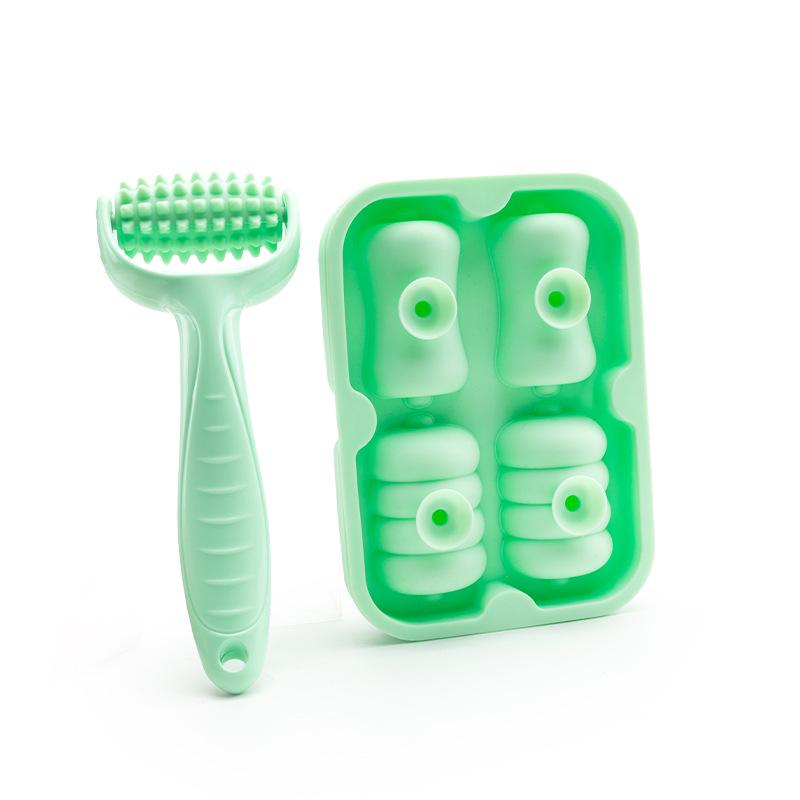 

Silicone Handle Ice Roller Massager Set for Facial Massage and Beauty Care світло-зелений колір