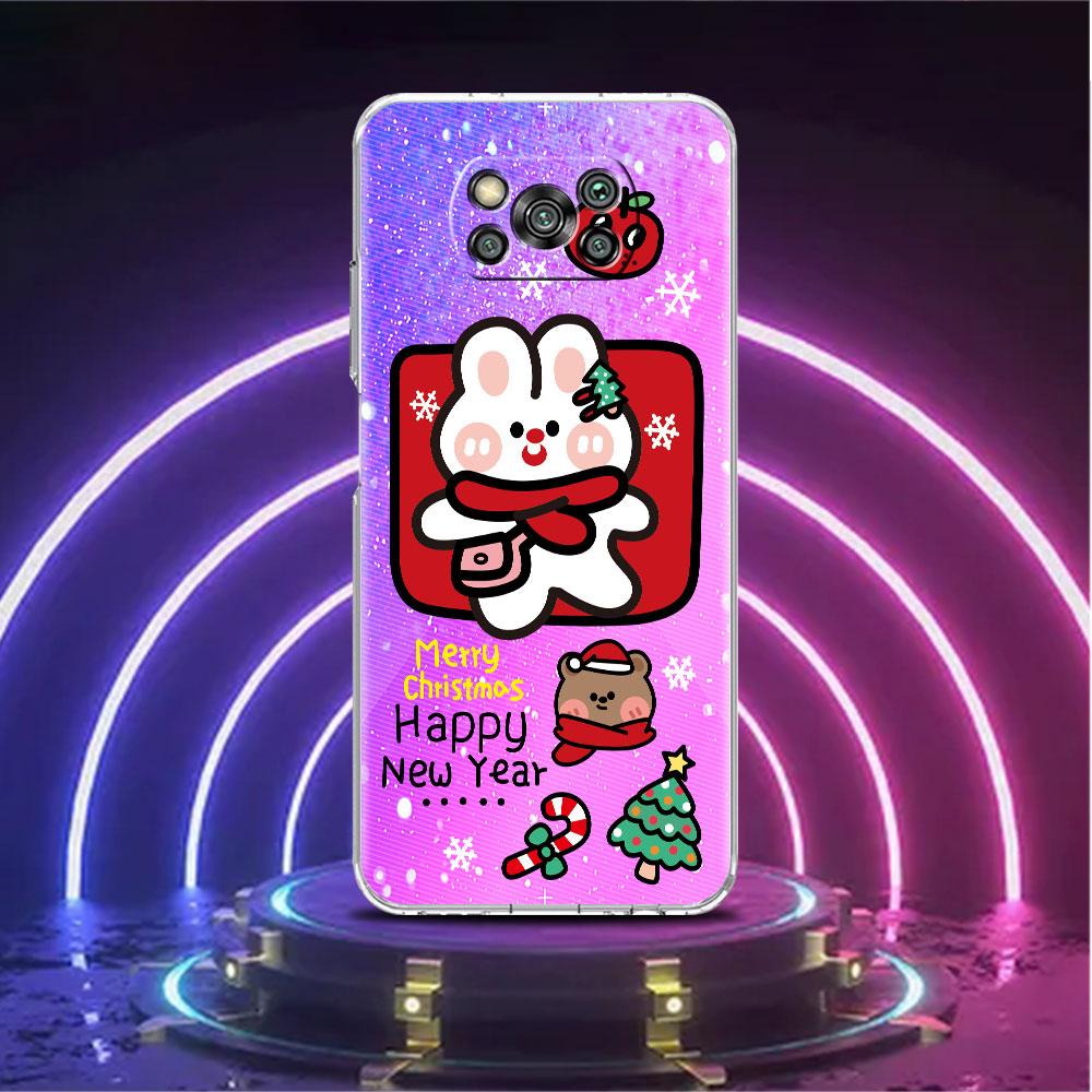 Clear Soft Case For Xiaomi Mi Poco X3 NFC M3 F3 12 11 Lite 11T 10T X3 Pro Note 10 9T Phone Funda Cover Christmas Cute Sled Elk