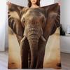 African Elephant Sunset Throw Blanket Modern Design Soft Blanket for Home Decor