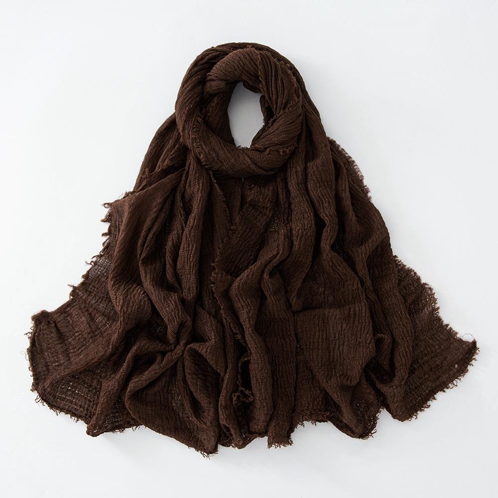 New Cotton Linen Gauze Scarf For Women Girls Spring Autumn Solid Scarves Soft Pashmina Foulard Simple Retro Beard Wrap Shawls