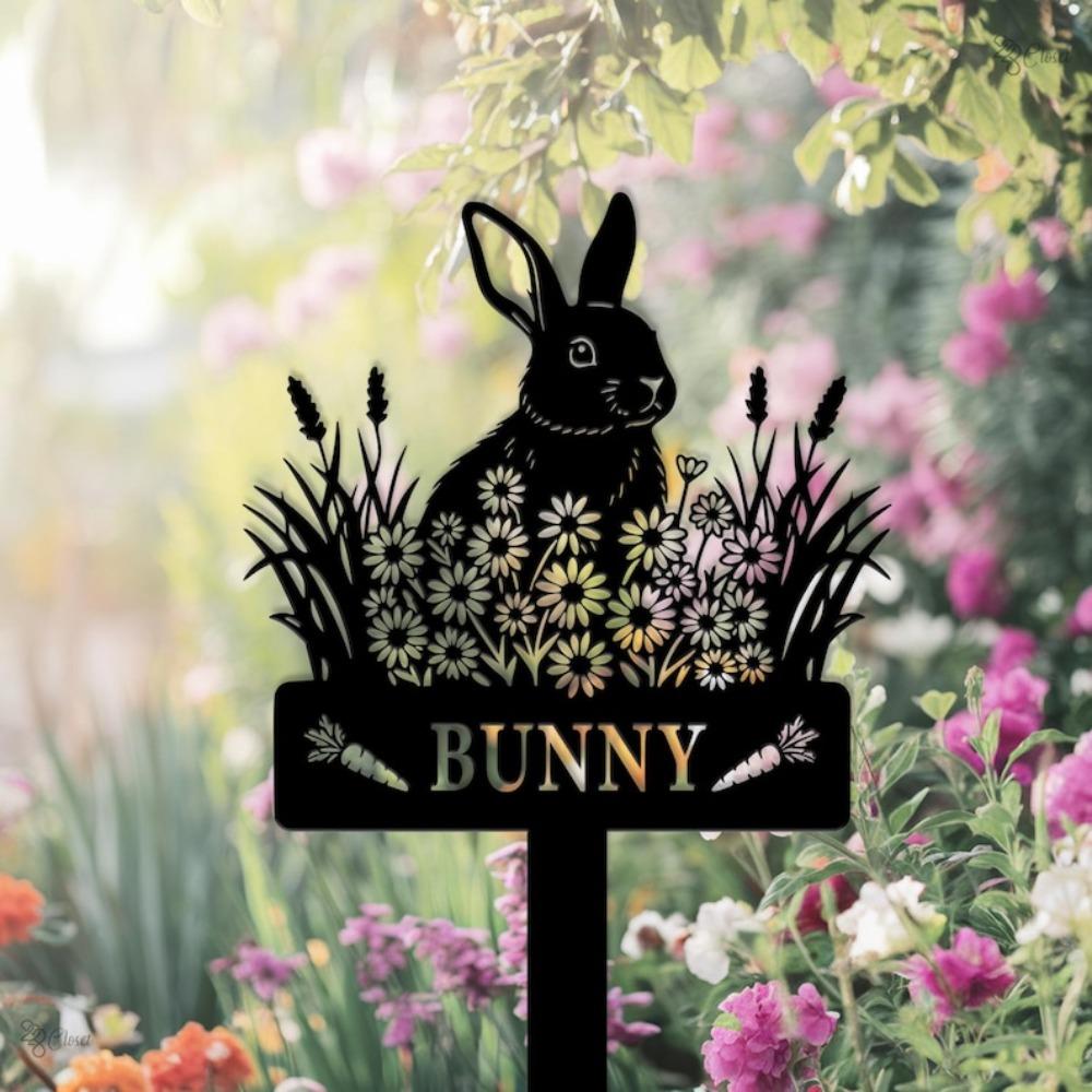 Handmade Rabbit Metal Garden Art, Custom Bunny Yard Sign, Cute Rabbit Outdoor Decor, Easter Gift for Mom