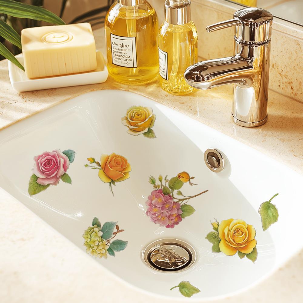 Colorful Flower-painted Stickers for Bathroom and Home Decoration Walls