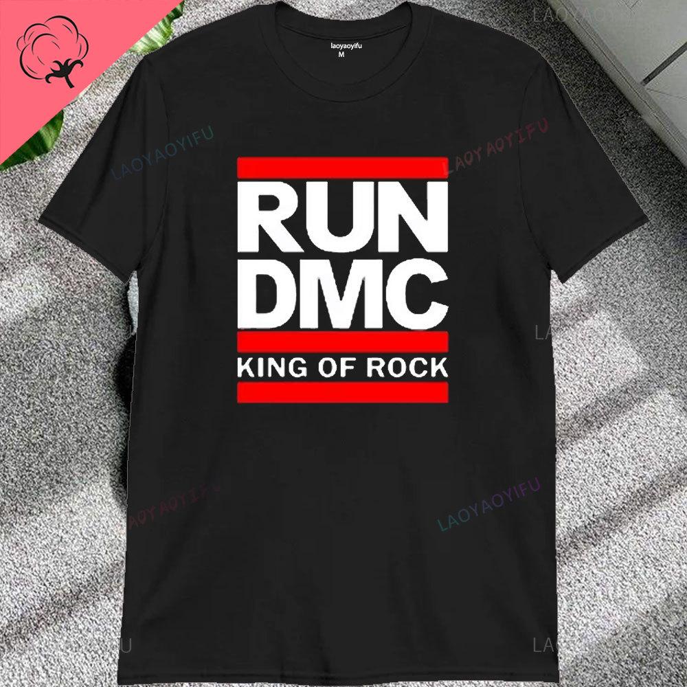 Vintage Run Dmc Hip Hop Rock Muisc Printed Graphic Male Tshirts Short Sleeve Streetwear Loose Women Tshirt Casual Fashion Tees