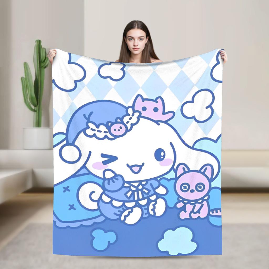 Cinnamoroll Decken Cartoon Flanell Großartige Atmungsaktive Überwurfdecken für Bett Sofa Dekoration