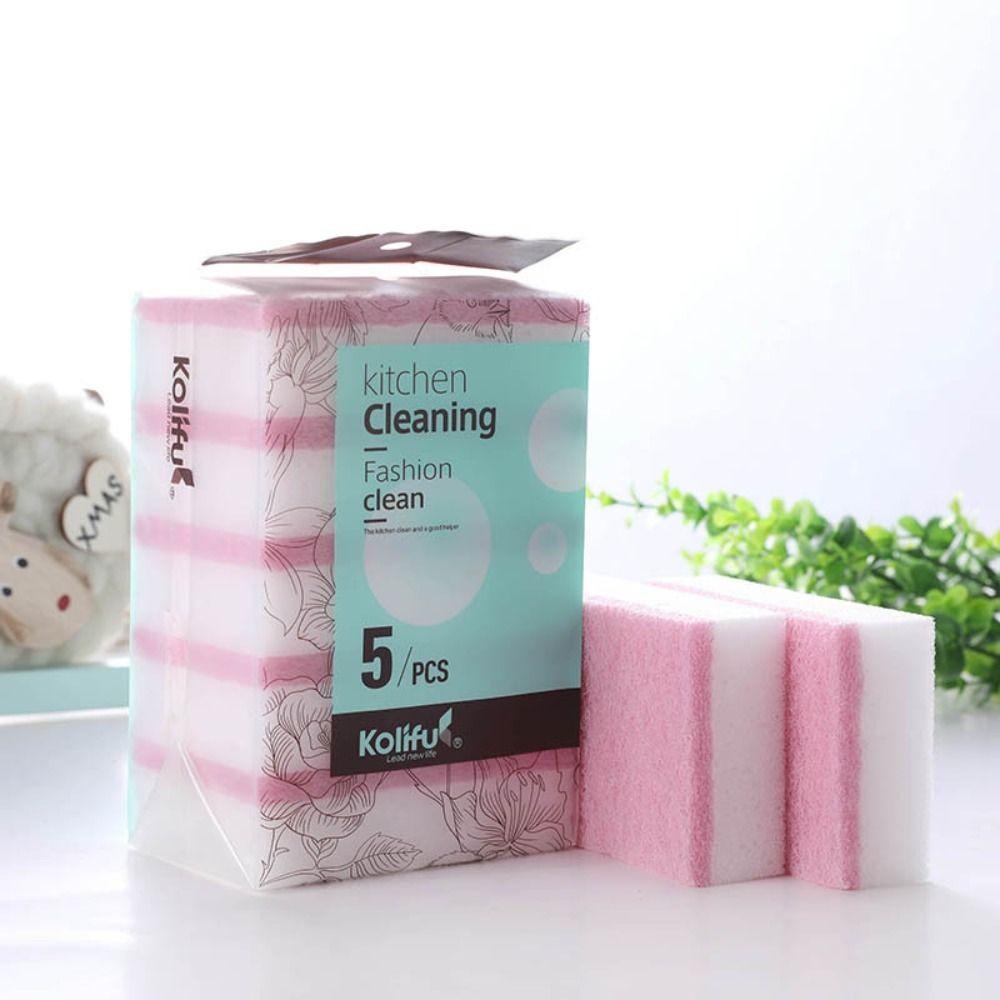 Double-Sided Household Emery Cleaning Accessories Dishwashing Sponge Scouring Pad Magic Sponge