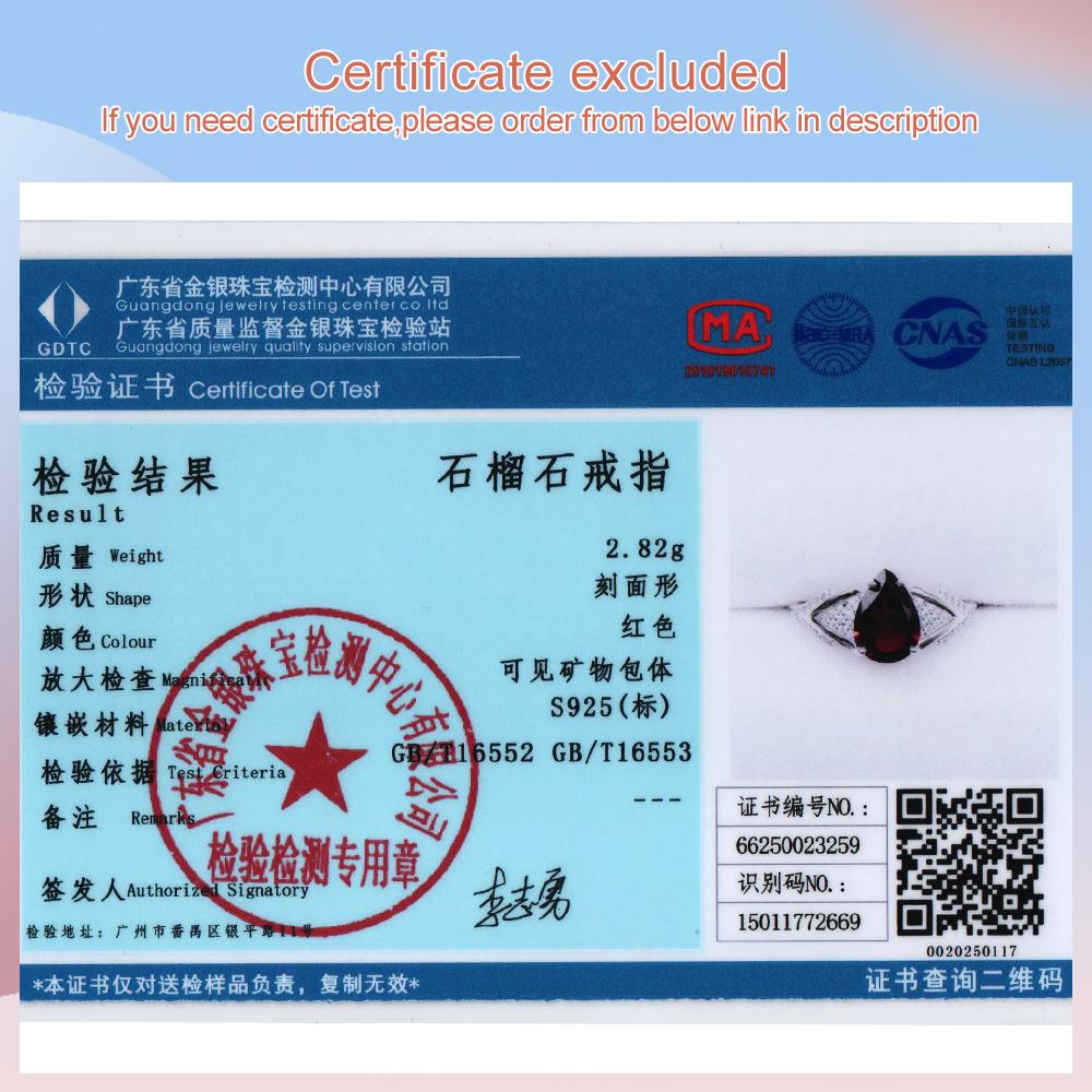 Love and hope natural Mozambique garnet V-shaped design silver Ring Earrings set light luxury jewelry for women