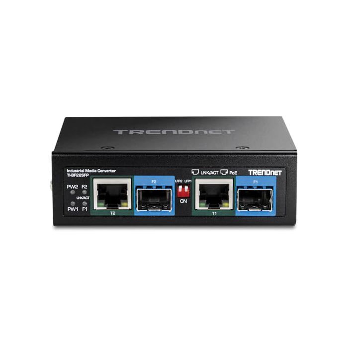 Convertisseur de Média Industriel - TRENDnet - TI-BF22SFP - SFP vers PoE++ - 2 Ports Gigabit - Noir