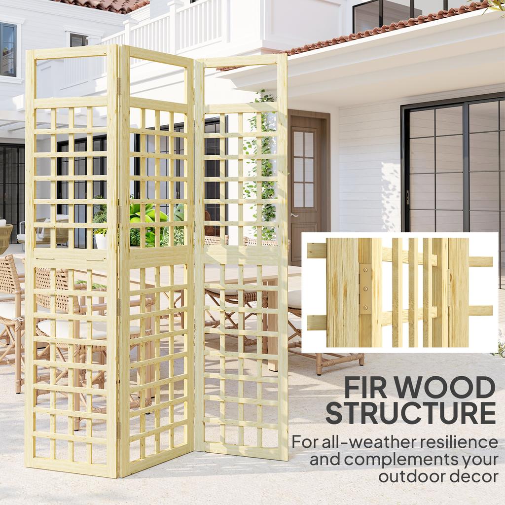 3-Panel Garden Privacy Screen, Freestanding Foldable Wooden Outdoor Divider/Trellis, Decorative Privacy Screen for Garden Patio, 120 X 170 Cm