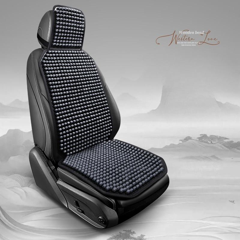 Summer Wooden Bead Car Seat Cushion - Breathable & Comfortable with Premium Wood Beads, Reinforced Stitching, Universal Fit