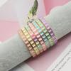 Geometric Crystal-Embellished Alloy Cuff Bracelet Women Stackable Sleeve Band In Mocha Pink Blue Green Purple Yellow Mixed