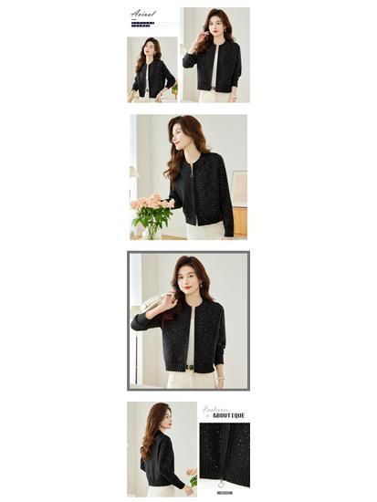 Podzimní dámský flitrový pletený kardigan šál s dlouhým rukávem