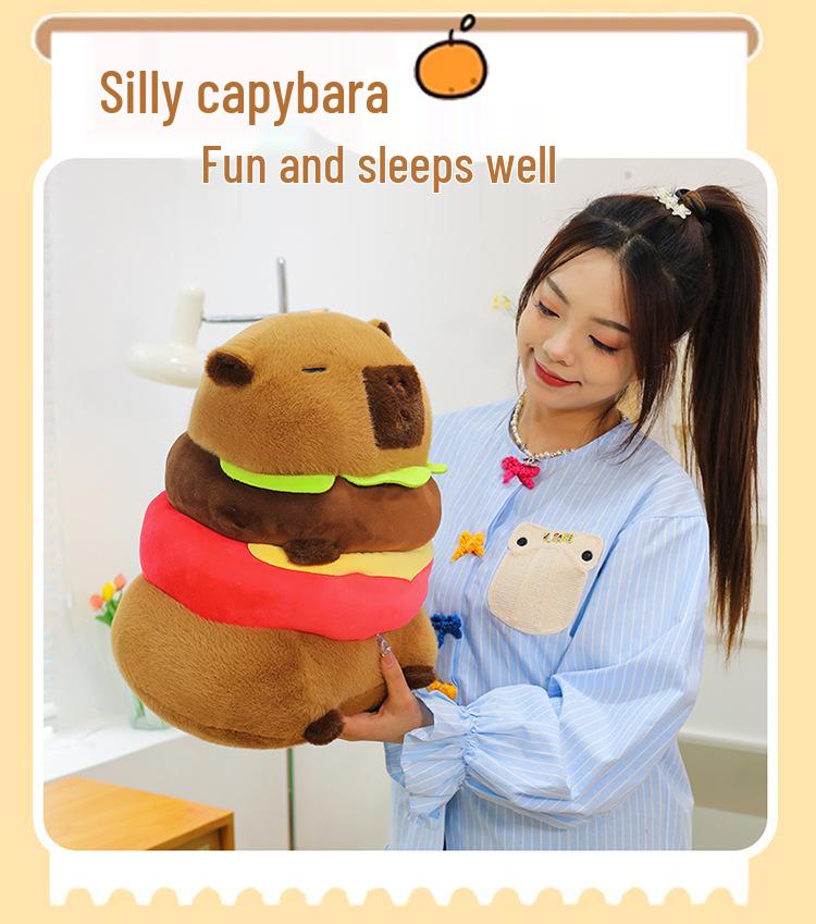 Capybara Hamburger Plush Toy – Cute Decompression Doll & Birthday Gift