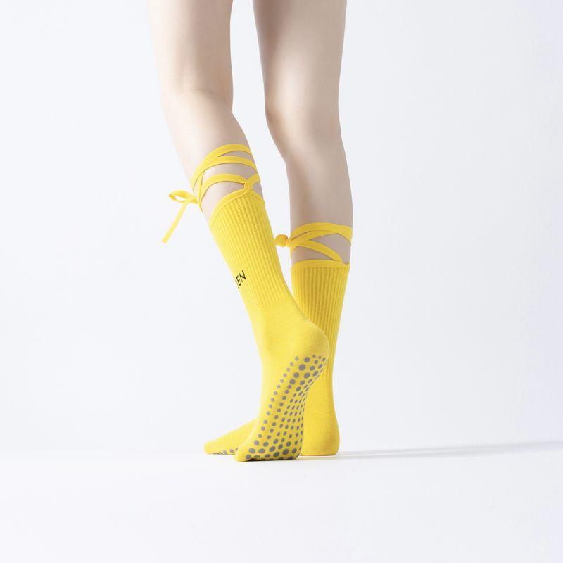 

Women s Xy0816 Color Slimming Beauty Leg Lace-up Socks Bright yellow