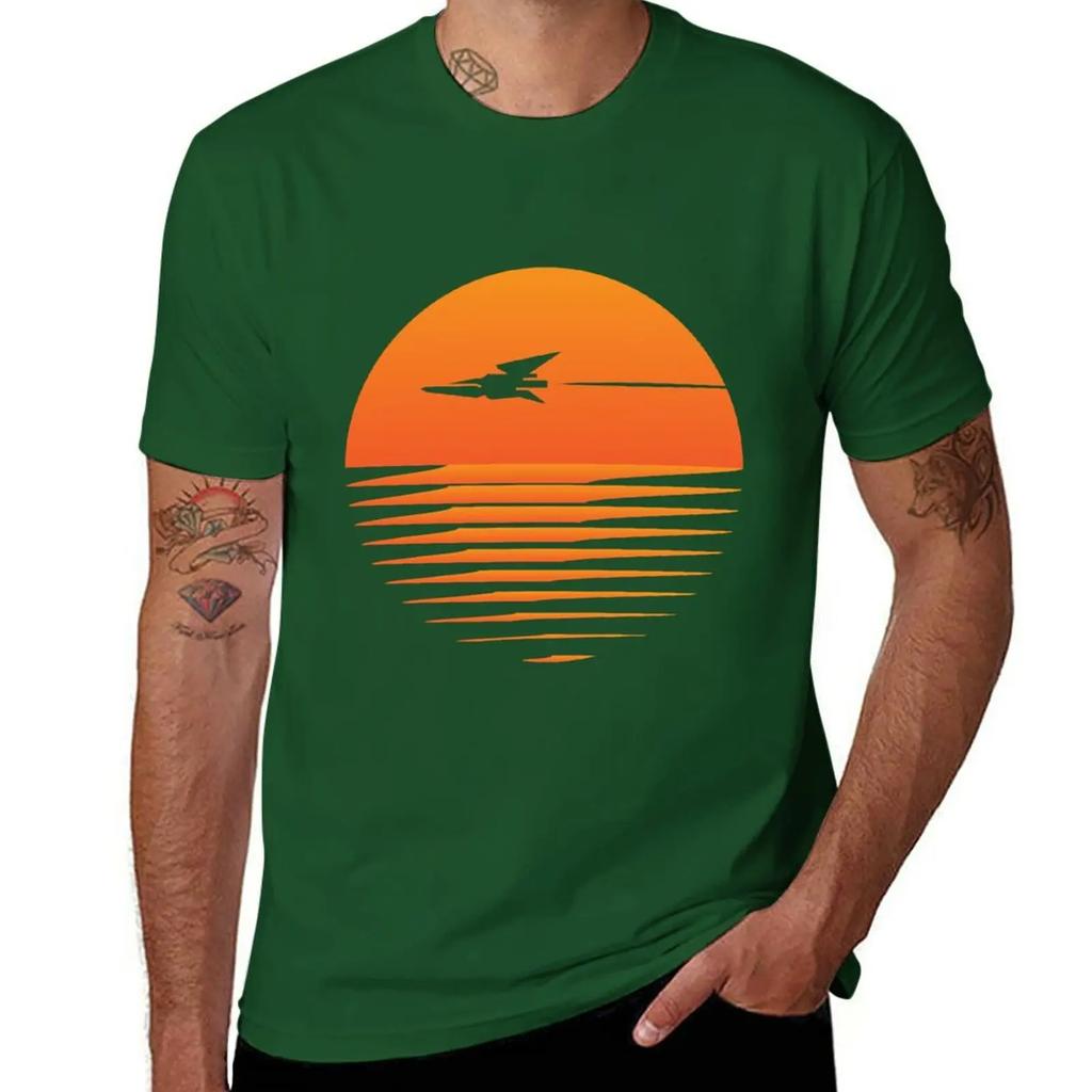 Sunset Cruise - Retro spaceship and sunset T-Shirt customizeds kawaii clothes t shirt men