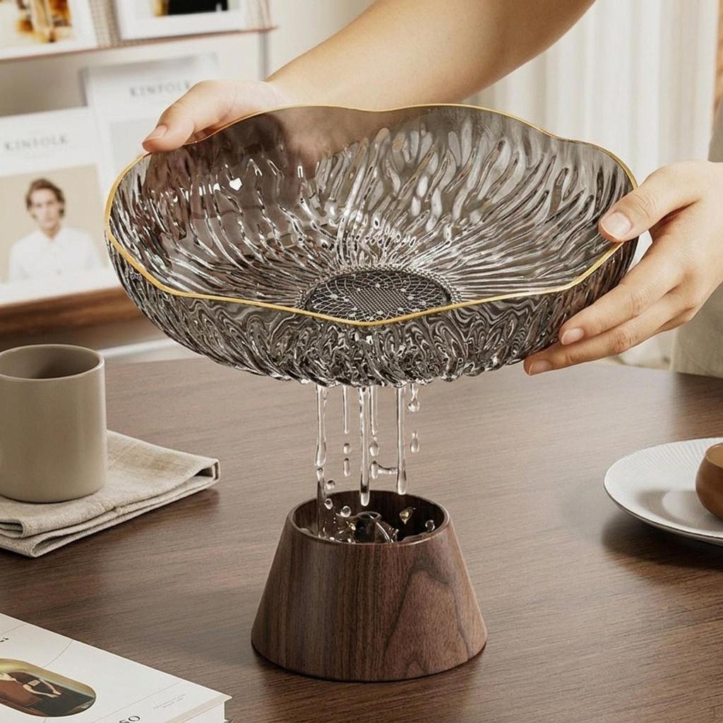 Elegant Fruit Bowl with Drainage Holes, Snack Tray And Storage Space for Snacks, Ideal As A Table