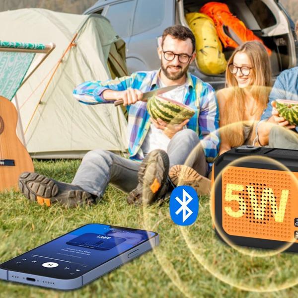 Multifunkční nouzové FM AM rádio Bluetooth reproduktory 5000mAh PowerBan DAB+ rádio Ruční klika Solární USB nabíjení
