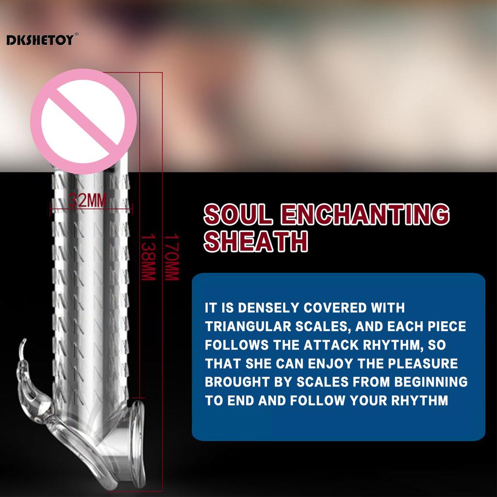Reusable condom 3D Big Spike Dots Dick Extender Elastic Penis extender Ring Penise Enlargement Sleeve for Men Delay Ejaculation