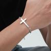 Mens Stainless Steel Cross Rolo Chain Bracelet,Waterproof Never Fade Links Wristband,Religious Christian Jewelry Gifts