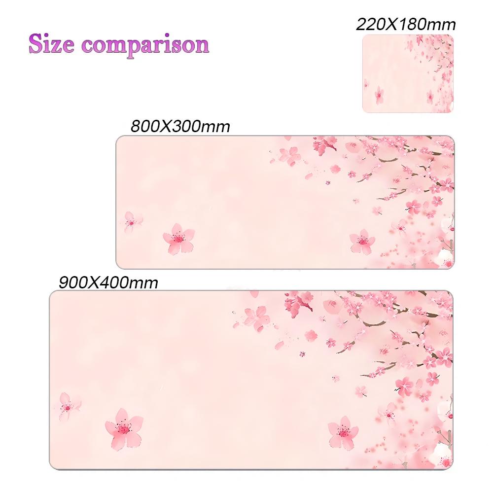 Pink Japanese Cherry Blossom Art Mouse Pad Computer Office Table Mats Rubber Anti-slip Gaming Keyboard Mousepads Long Desk Pads