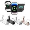 New Wireless Charger 15w Three In One Rotating Socket For Phone Headphones And Watch In Black White Silver Rose Gold
