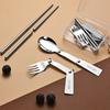 3pcs/set Outdoor Cutleries Stainless Steel Spoon Fork Chopstick For Camping Travel School Use Portable Folding Metal Tablewares