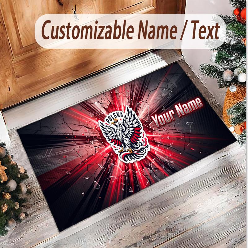 Tappeto in Velluto di Cristallo Personalizzato Modello Calcio Polonia Tappetino Antiscivolo per Pavimento