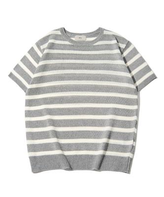 UNLC Ordinary Stripe Short Sleeve Knit [Gray]