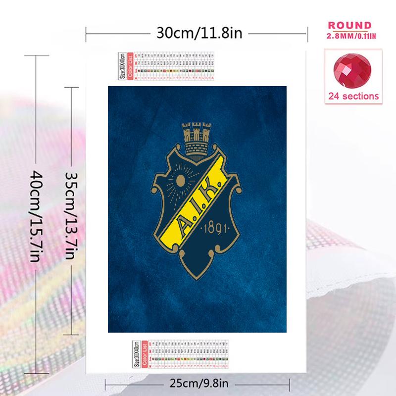 AIK Fotboll 100% Round Full Drill 5D DIY Diamond Painting Embroidery Cross Stitch Rhinestone Décor