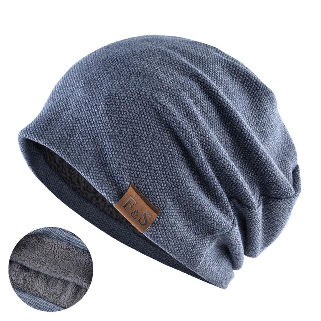 Autumn Winter Beanie Caps Casual Thermal Elastic Knitted Cotton Sports Warmer Casual Headwear Knitted Solid Unisex